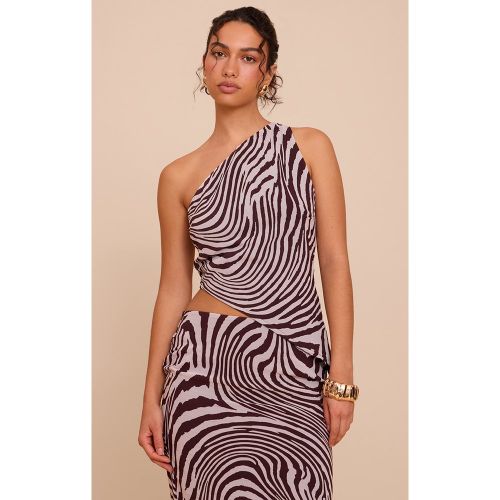Top asymétrique en mousseline de soie imprimé zèbre - PrettyLittleThing - Modalova