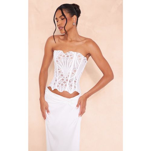 Corset en dentelle texturée blanche transparente fleurie - PrettyLittleThing - Modalova