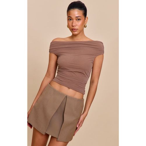 Top long en mousseline de soie stretch froncé - PrettyLittleThing - Modalova
