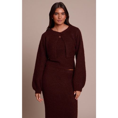 Cardigan très court en maille tricot | Taille Large - PrettyLittleThing - Modalova