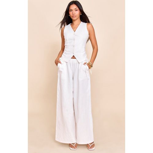 Pantalon large en effet lin deluxe noué sur les côtés - PrettyLittleThing - Modalova