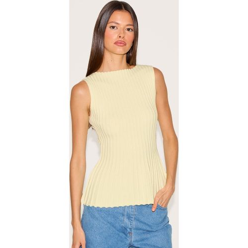 Top péplum en maille tricot à col bateau | Taille XS - PrettyLittleThing - Modalova