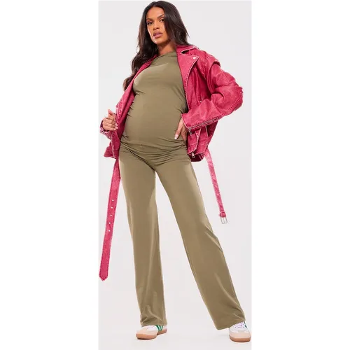 Maternité Pantalon flare de grossesse en coton jersey à taille haute - PrettyLittleThing - Modalova