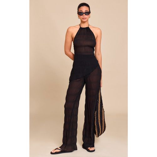 Pantalon droit tissé texturé transparent à taille mi-haute - PrettyLittleThing - Modalova
