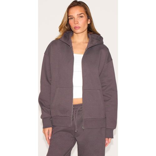 Hoodie oversize en sweat deluxe à zip - PrettyLittleThing - Modalova