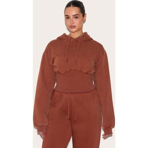 Shape Hoodie court en sweat à taille froncée - PrettyLittleThing - Modalova