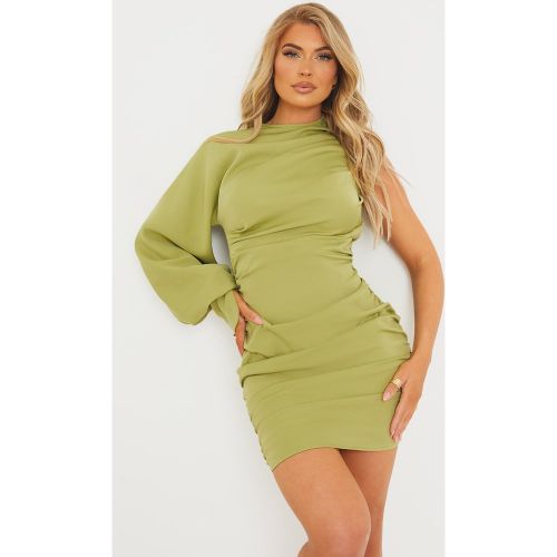 Robe moulante en maille à manche unique et fronces | Taille 38 - PrettyLittleThing - Modalova