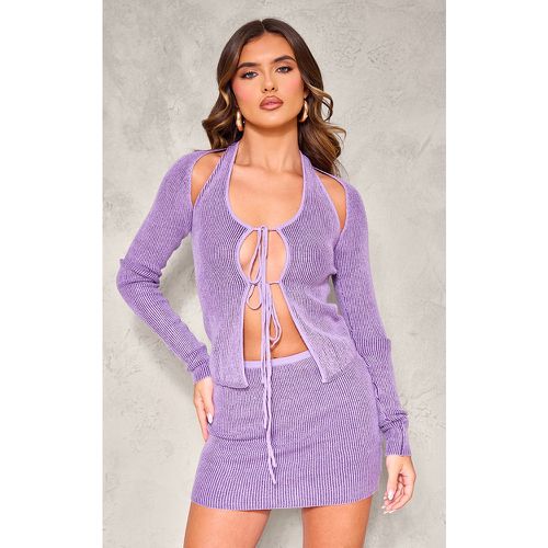 Top en maille tricot bicolore violette à manches - PrettyLittleThing - Modalova