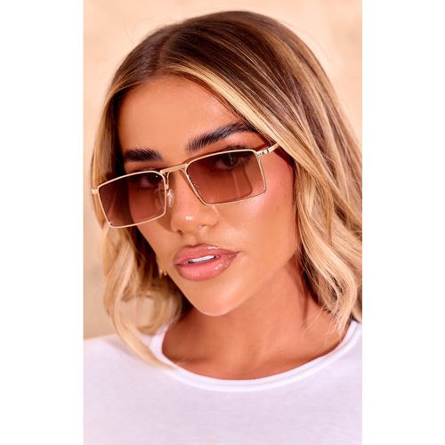 Lunettes de soleil style aviateur à monture fine et verres carrés - PrettyLittleThing - Modalova