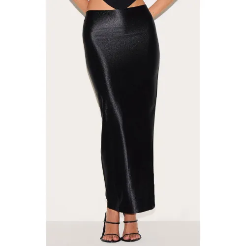 Jupe mi-longue satinée stretch fendue sur le côté - PrettyLittleThing - Modalova