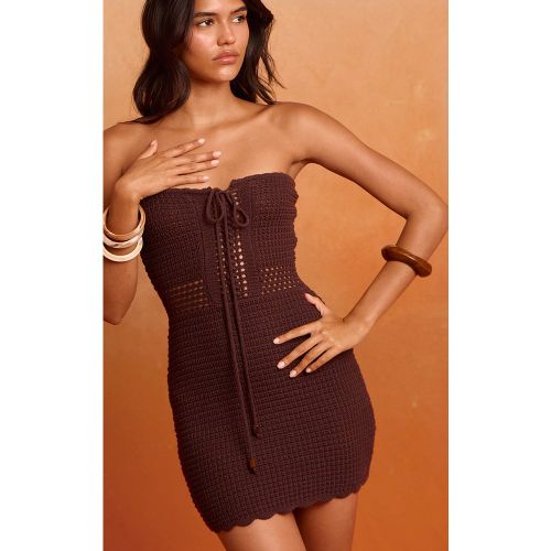 Mini robe bustier en maille tricot nouée devant - PrettyLittleThing - Modalova