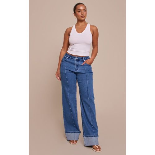 Shape Jean large taille haute en jean stretch à pinces et ourlets repliés | Taille 38 - PrettyLittleThing - Modalova