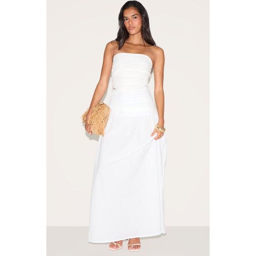 Jupe trapèze longue en popeline de coton blanche à taille basse - PrettyLittleThing - Modalova