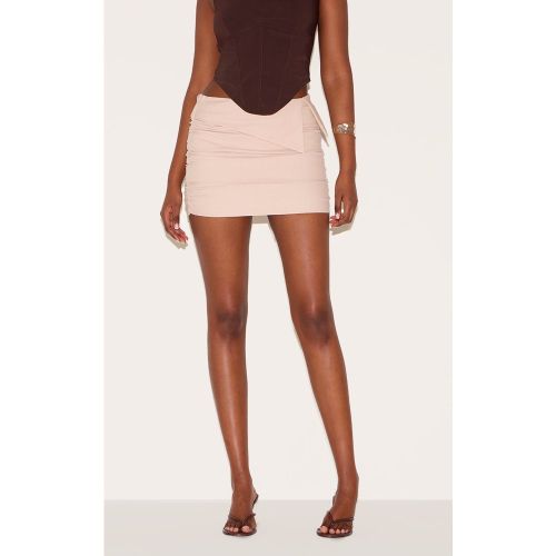 Mini-jupe en effet lin froncée à taille repliée - PrettyLittleThing - Modalova