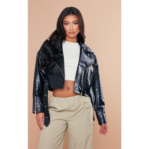 Veste perfecto oversize en similicuir effet croco - PrettyLittleThing - Modalova