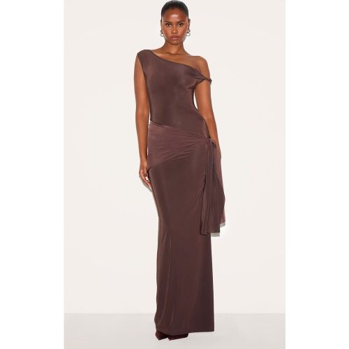 Robe longue moulante à épaule dénudée et détail drapé - PrettyLittleThing - Modalova