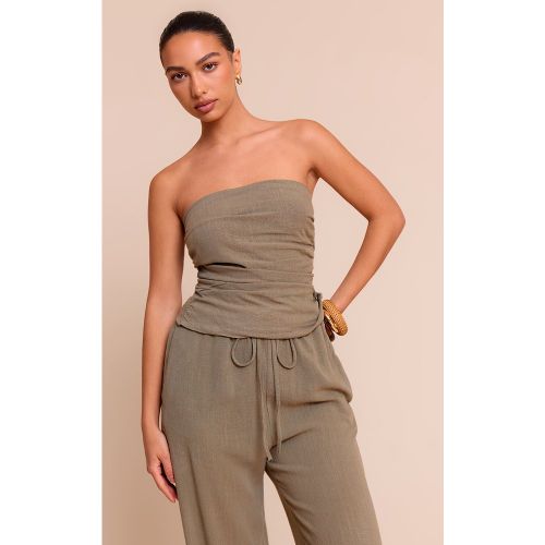 Top bustier texturé kaki, Kaki - PrettyLittleThing - Modalova
