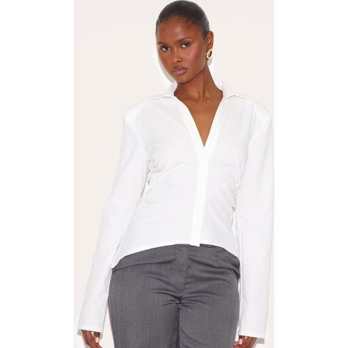 Chemise ajustée en effet lin mélangé à épaulettes - PrettyLittleThing - Modalova