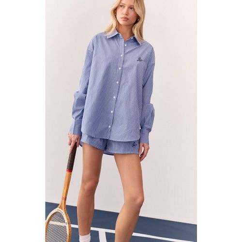 Chemise rayée à manches longues et logo brodé - PrettyLittleThing - Modalova