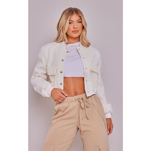 Veste bomber écrue à empiècement côtelé et épaulettes - PrettyLittleThing - Modalova