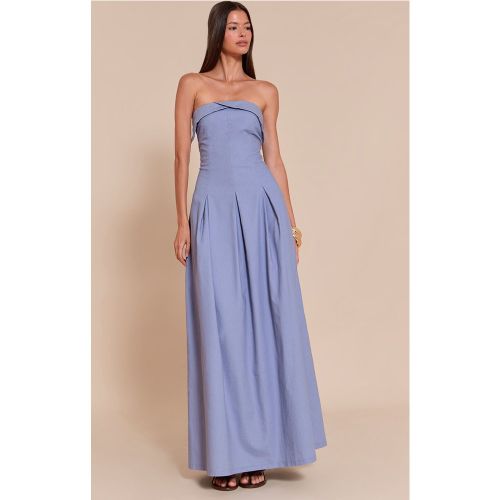 Light Blue Bandeau Plissée Mi-longue Dress | Taille 38 - PrettyLittleThing - Modalova