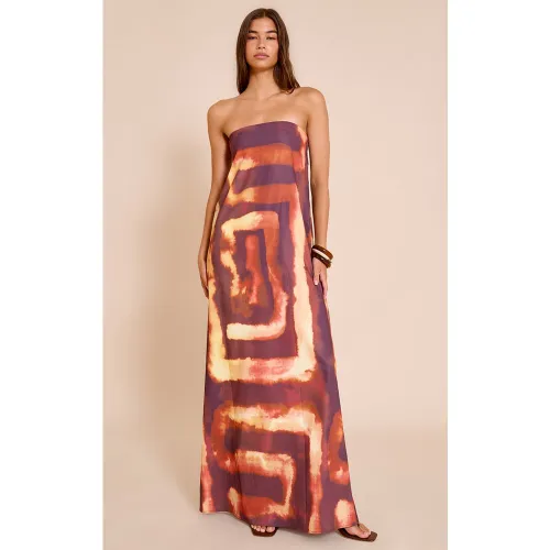 Robe bustier longue fluide tissée imprimé tie & dye - PrettyLittleThing - Modalova
