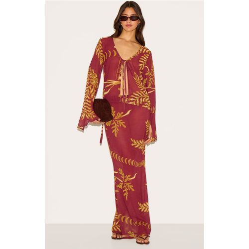 Jupe longue transparente fleurie nouée sur les côtés | Taille 38 - PrettyLittleThing - Modalova