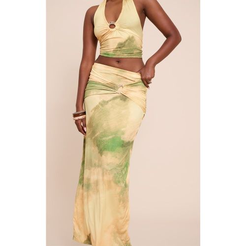 Jupe longue fluide imprimé abstrait froncée | Taille 38 - PrettyLittleThing - Modalova