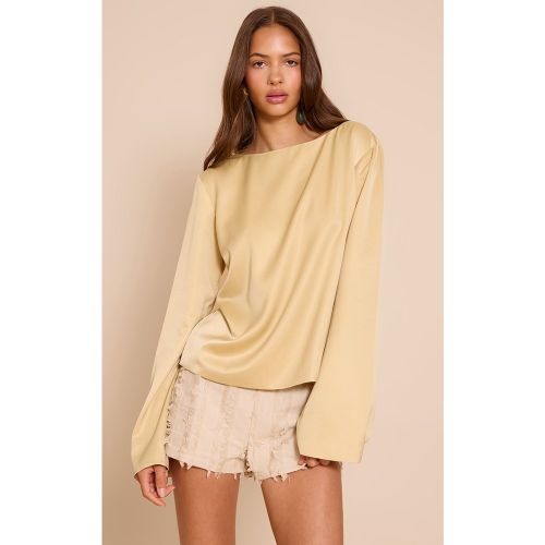 Top satiné à col bateau et manches évasées - PrettyLittleThing - Modalova