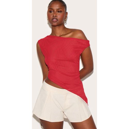 Top en mesh doublé à col asymétrique - PrettyLittleThing - Modalova