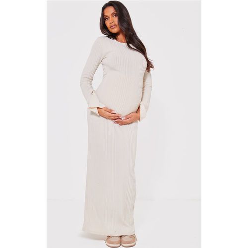 Maternité Robe longue de grossesse brossée côtelée à manches longues - PrettyLittleThing - Modalova