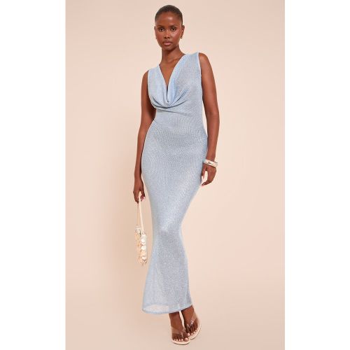 Robe longue en maille tricot à col bénitier et paillettes texturées | Taille Medium - PrettyLittleThing - Modalova