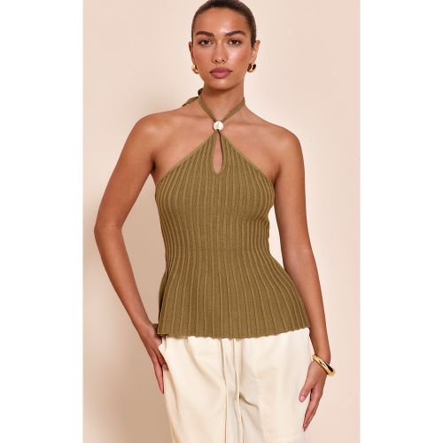 Top en maille tricot à dos nu et perle | Taille Large - PrettyLittleThing - Modalova