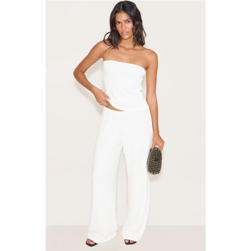 Pantalon large ample texturé crème à cordons ajustables - PrettyLittleThing - Modalova