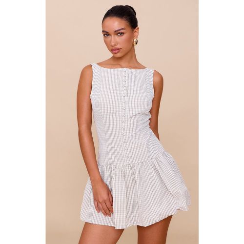 Robe droite col rond à carreaux et boutons - PrettyLittleThing - Modalova