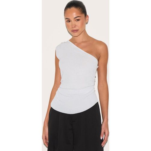 Top en maille fine blanche froncé sur les côtés à épaule unique - PrettyLittleThing - Modalova