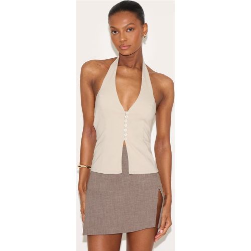 Top long en bengaline à dos nu et boutons - PrettyLittleThing - Modalova