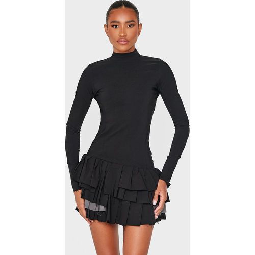 Robe droite tissée stretch très plissée à manches longues - PrettyLittleThing - Modalova