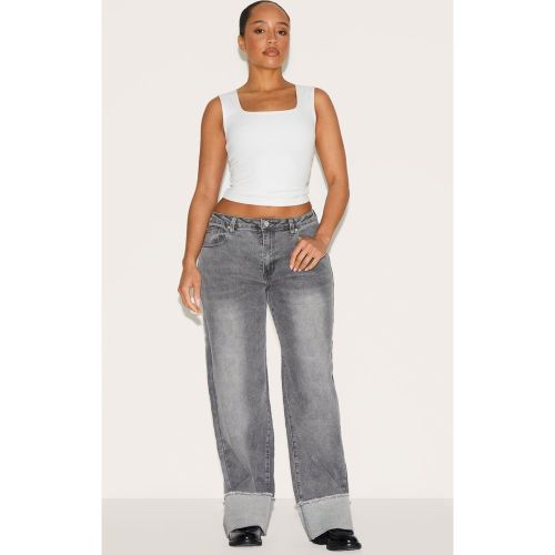 Jean Taille Haute Délavé Effet Stretch Coupe Silhouette Ourlet Relevé - PrettyLittleThing - Modalova