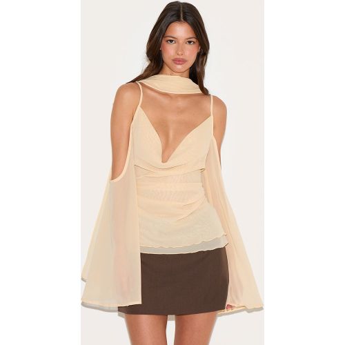 Top long en mousseline de soie drapé à foulard - PrettyLittleThing - Modalova
