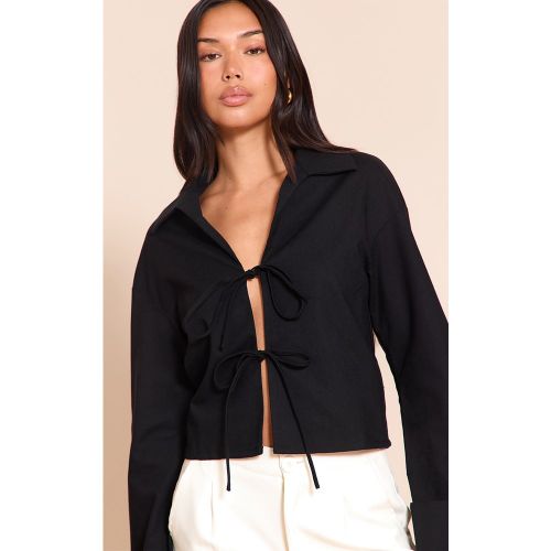 Chemise structurée en effet lin nouée devant - PrettyLittleThing - Modalova