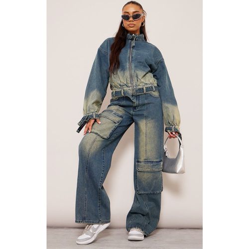 Tall Jean large délavé bleu moyen vintage à détail poches - PrettyLittleThing - Modalova