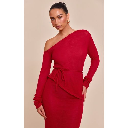 Top asymétrique en maille filigrane à ceinture - PrettyLittleThing - Modalova