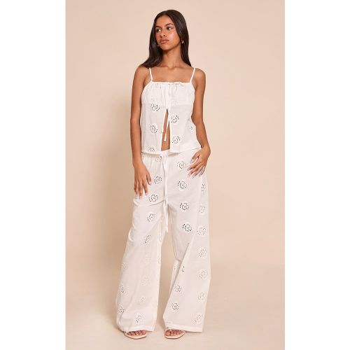 Petite Pantalon droit en effet lin à tourbillons brodés - PrettyLittleThing - Modalova
