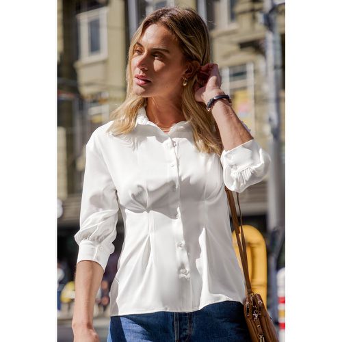 Chemise à boutons et manches 3/4 blanche - CUPSHE - Modalova