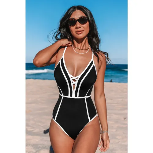 Maillot de bain une pièce amincissant monochrome à dos croisé - CUPSHE - Modalova