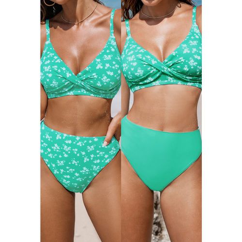 Bikini fleuri en mesh puissant et bas fleuri réversible - CUPSHE - Modalova