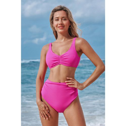 Bikini taille basse ruché rose - CUPSHE - Modalova