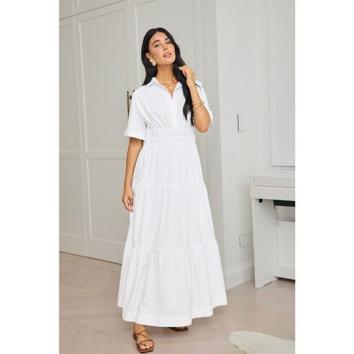 Robe chemise maxi avec taille à smocks blanche - CUPSHE - Modalova