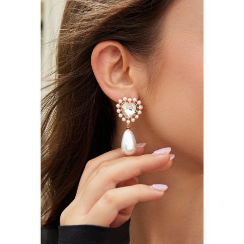 Boucles d'oreilles pendantes en cristal clair et fausses perles - CUPSHE - Modalova